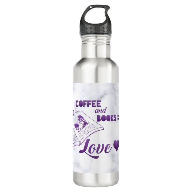 Coffee and Books Love Cute Reading 710 Ml Water Bottle (Front)