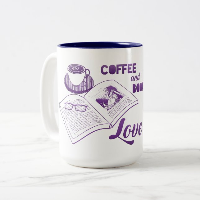 Coffee and Books Love Reading Custom Mug (Front Left)