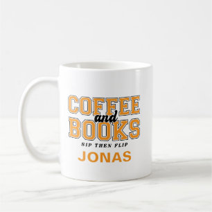 Coffee and Books Sip Then Flip Bookworm Orange Mug