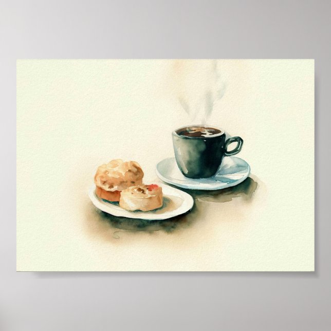 Coffee and Breakfast Painting Poster (Front)