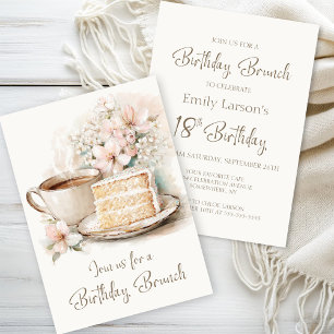 Coffee and Cake 18th Birthday Brunch Invitation