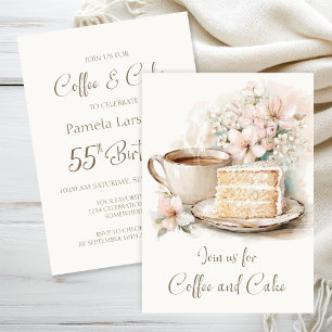 Coffee and Cake 55th Birthday Invitation