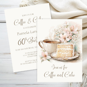 Coffee and Cake 60th Birthday Invitation