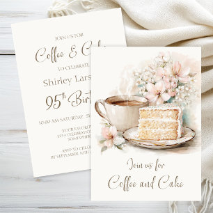 Coffee and Cake 95th Birthday Invitation