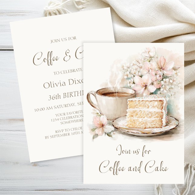 Coffee and Cake Any Age Birthday Invitation (Creator Uploaded)