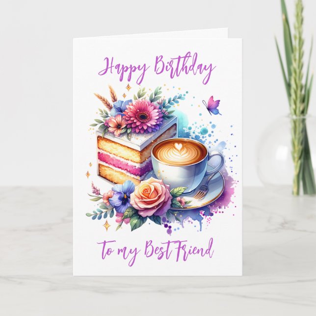 Coffee and Cake | Best Friend's Birthday Card (Front)