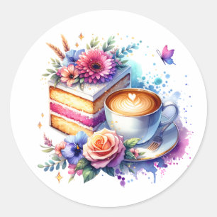 Coffee and Cake   Best Friend's Birthday Classic Round Sticker