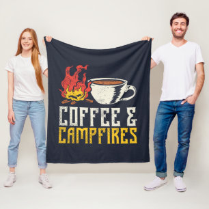 Coffee and Campfires Camping Adventure Fleece Blanket