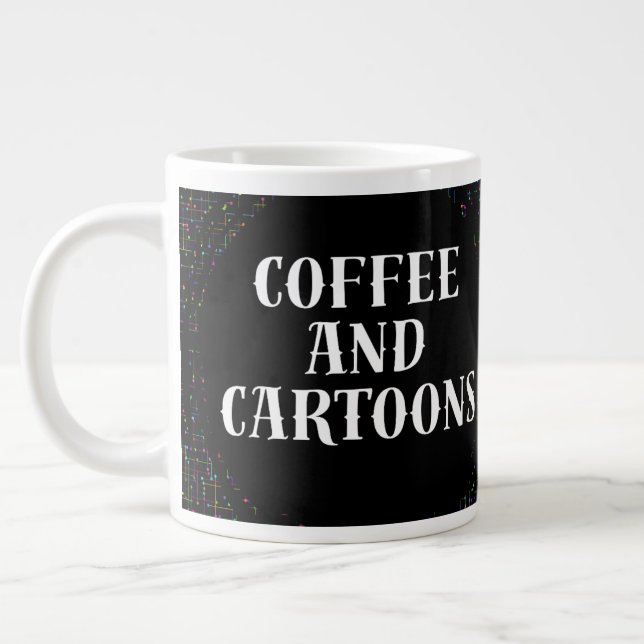 Coffee and Cartoons Large Coffee Mug (Left)