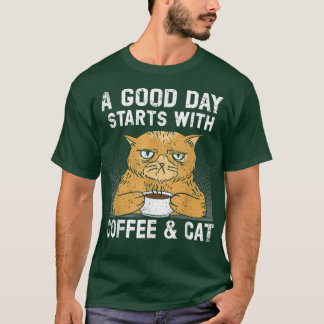 Coffee And Cat Kitten Owner Caffeine Drinker Kitty T-Shirt