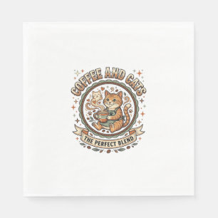 Coffee And Cats Cat Coffee Vintage Vector Art Shir Napkin