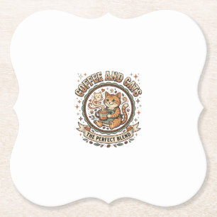 Coffee And Cats Cat Coffee Vintage Vector Art Shir Paper Coaster