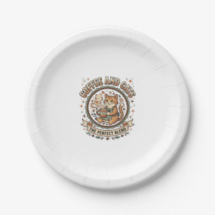 Coffee And Cats Cat Coffee Vintage Vector Art Shir Paper Plate