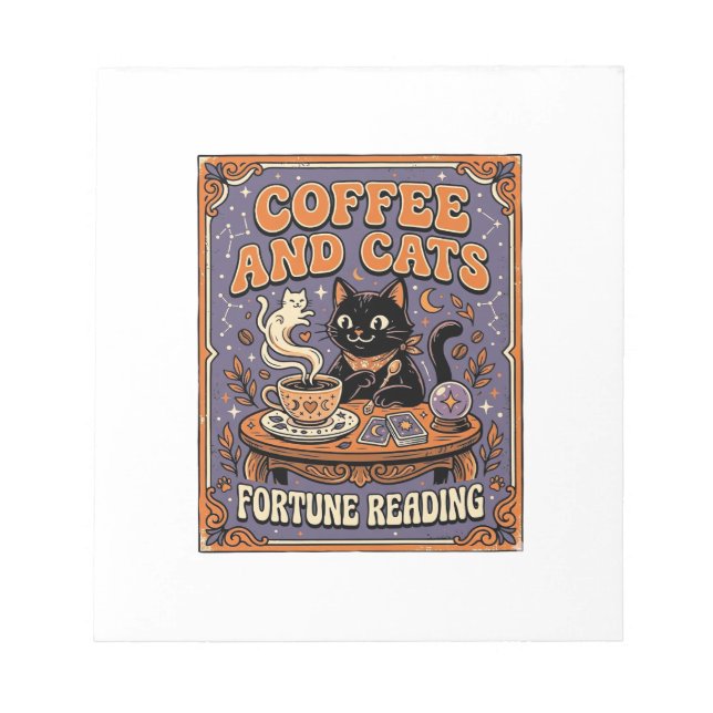 Coffee And Cats Cat Tea Leaves Coffee Fortune Read Notepad (Front)
