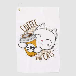 Coffee And Cats, coffee, cat, cats, kitten Golf Towel
