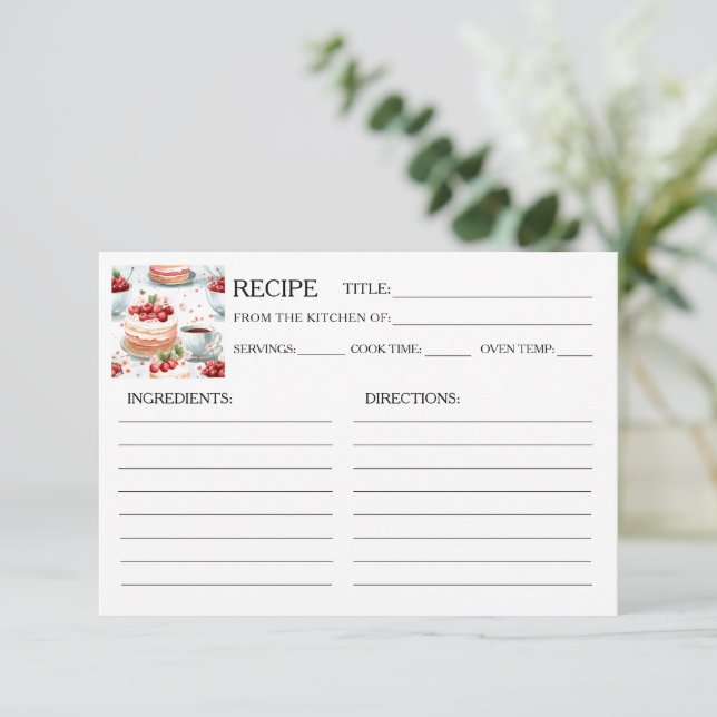 Coffee and Cherry Cake Recipe Card (Standing Front)