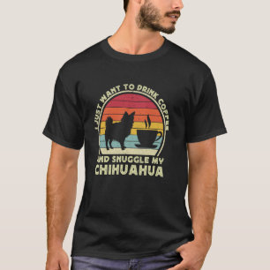 Coffee And Chihuahua Funny Long Haired Hair Chiwaw T-Shirt