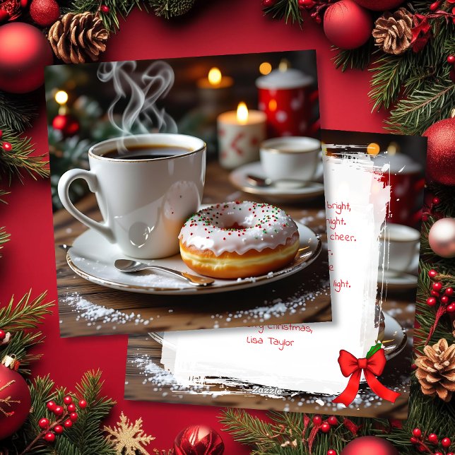 Coffee and Christmas Donuts Festive Poem Holiday Card (Creator Uploaded)