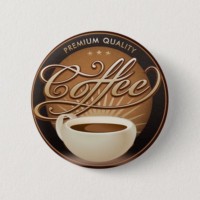 Coffee and Coffee Cup 6 Cm Round Badge (Front)