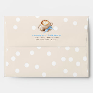 Coffee and Confetti Beige Blue Baby Shower Envelope