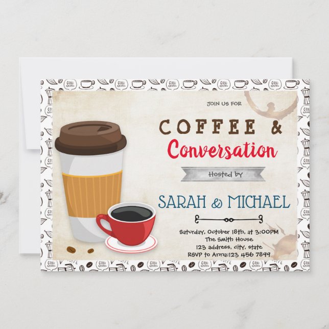 Coffee and conversation party invitation (Front)
