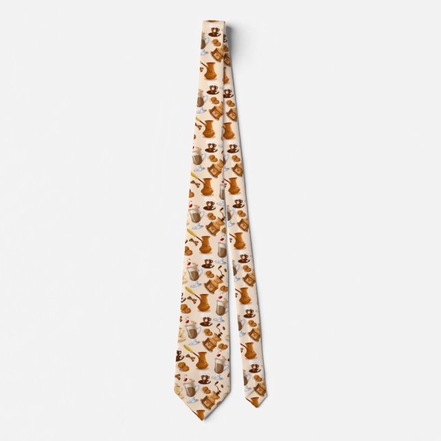 Coffee and Cookie Pattern Tie (Front)