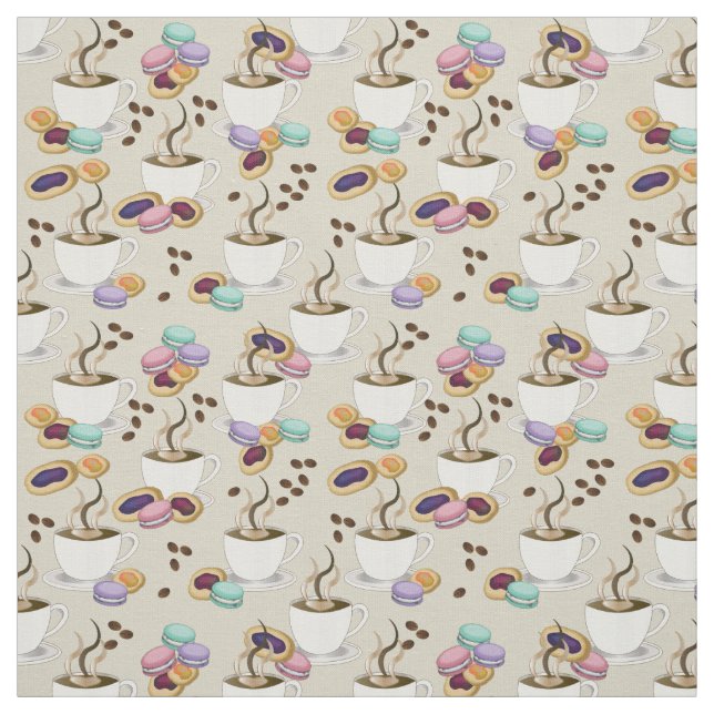 Coffee and Cookie Treats Pattern Fabric (Swatch)