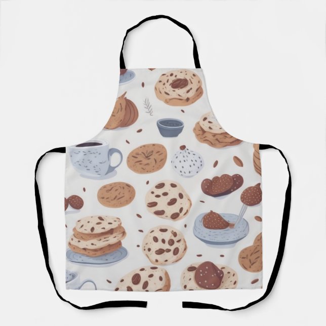 coffee and cookies patterned  apron (Front)