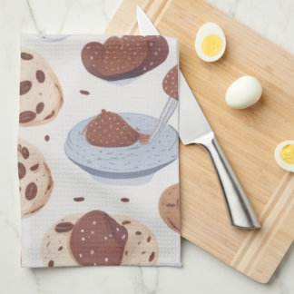 coffee and cookies patterned tea towel