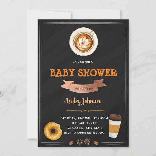 Coffee And Cravings shower party invitation (Front)