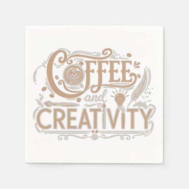 Coffee and Creativity Typography Napkin (Front)