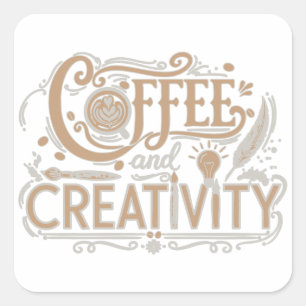 Coffee and Creativity Typography Square Sticker