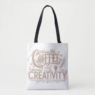 Coffee and Creativity Typography Tote Bag