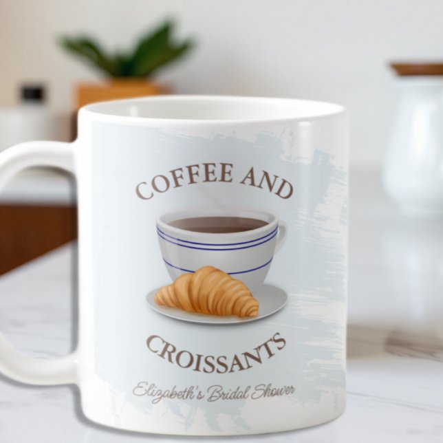 Coffee and Croissants Bridal Shower Mug (Creator Uploaded)
