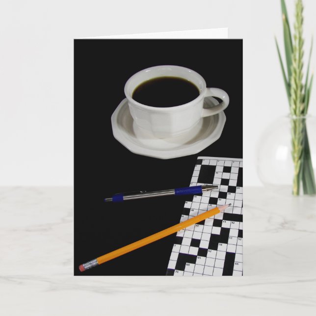 coffee and crossword puzzle birthday card (Front)