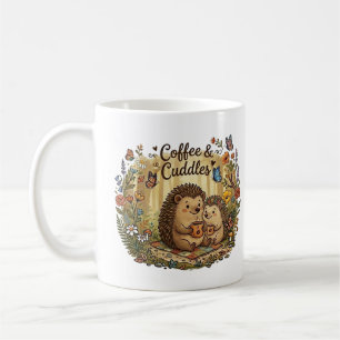Coffee and Cuddles Cute Hedgehog Couple Matching Mug