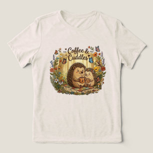 Coffee and Cuddles Cute Hedgehog Couple Matching Tri-Blend Shirt