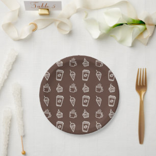 Coffee and Cupcake Pattern Paper Plate