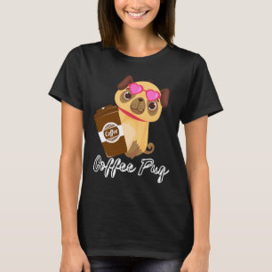 Coffee and cute pug dog Funny Pug shirt Classic T-