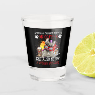 Coffee And Dog Coffee And French Bulldog Gifts Shot Glass