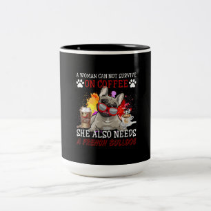 Coffee And Dog Coffee And French Bulldog Gifts Two-Tone Coffee Mug