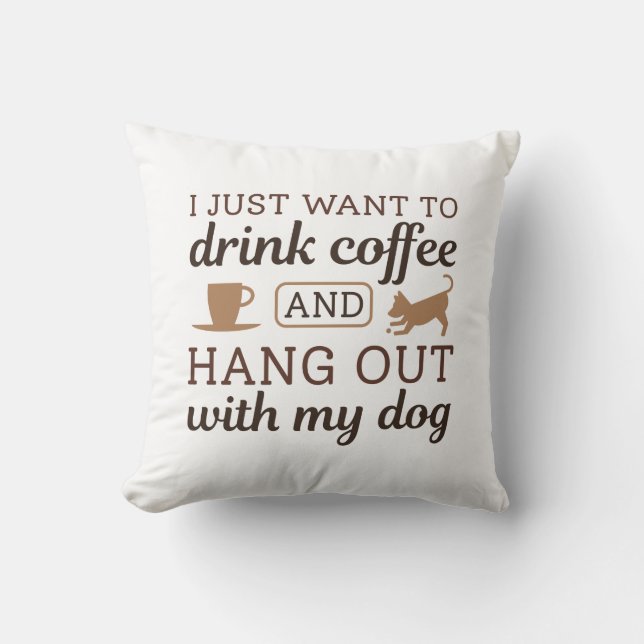 Coffee And Dog Cushion (Front)