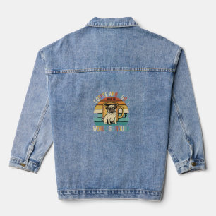 Coffee and Dogs Retro Pug Lover Denim Jacket