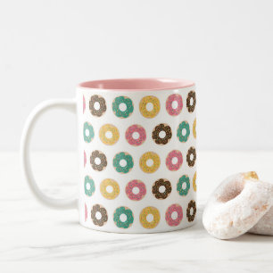 Coffee and Donut Pattern  Two-Tone Coffee Mug