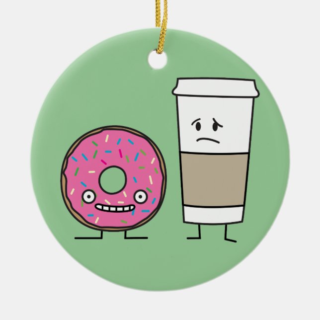 Coffee and Doughnut Ceramic Ornament (Front)