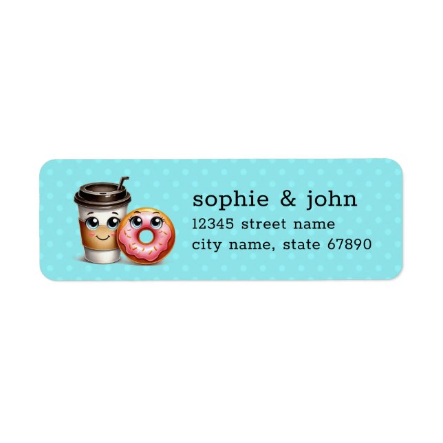 Coffee and Doughnut Return Address Labels (Front)