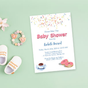 Coffee And Doughnut Sprinkles Baby Shower Invitation