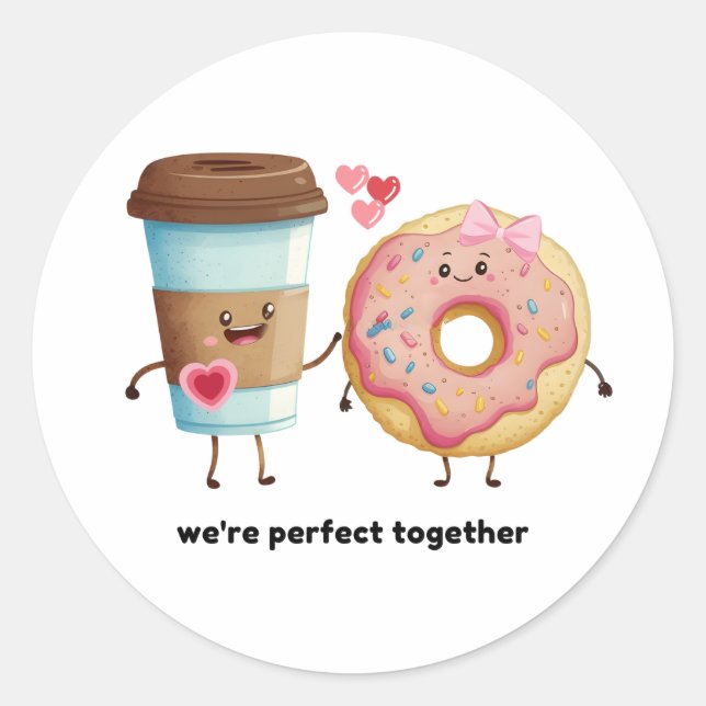 Coffee and Doughnut Valentine Sticker (Front)