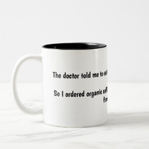 Coffee-and-doughnuts humour Two-Tone coffee mug