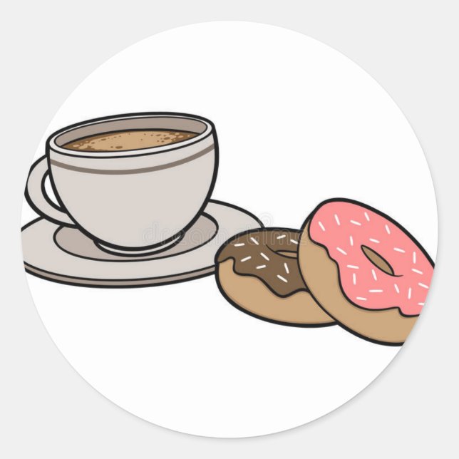 Coffee and Doughnuts logo! Classic Round Sticker (Front)